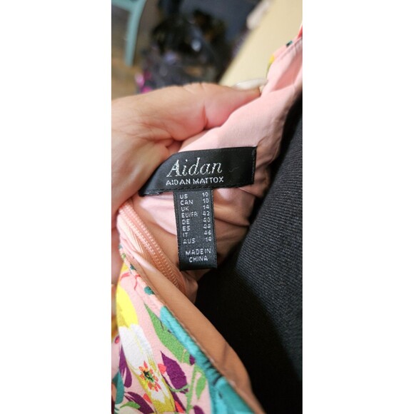 Aidan Mattox Floral Print Wrap Cocktail Dress Multi Color Sz 10 - Picture 5 of 5